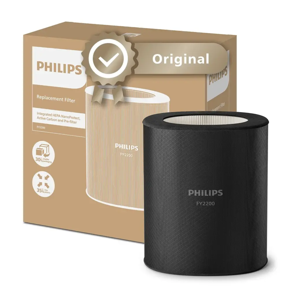Philips FY2200 Filter for 2200 Series AC2210, AC2220 and AC2221 Air Purifiers, HEPA NanoProtect + Active Carbon, 36 Months Lifetime, Black/White