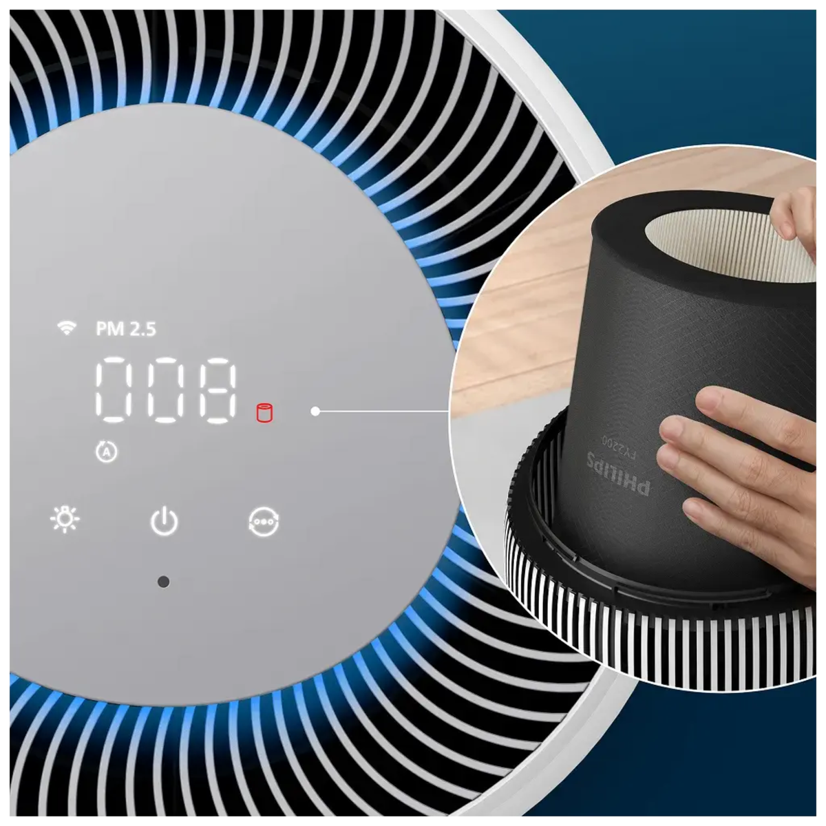 Philips FY2200 Filter for 2200 Series AC2210, AC2220 and AC2221 Air Purifiers, HEPA NanoProtect + Active Carbon, 36 Months Lifetime, Black/White