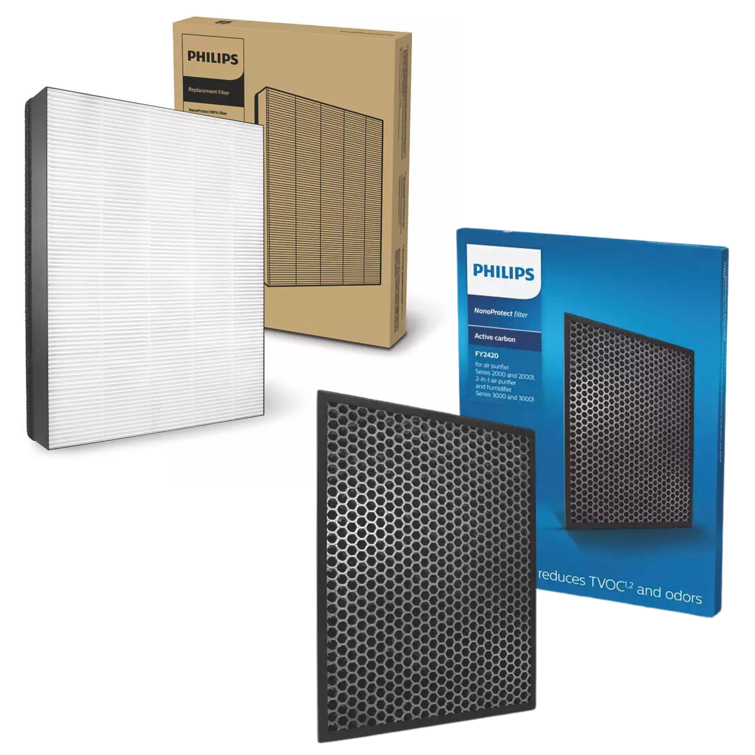 Philips Active Carbon Filter FY2420 + Nano Protect HEPA Filter FY2422 for Air Purifier AC2880 AC2882 AC2885 AC2887 AC2888 AC2889 AC2892 AC3821