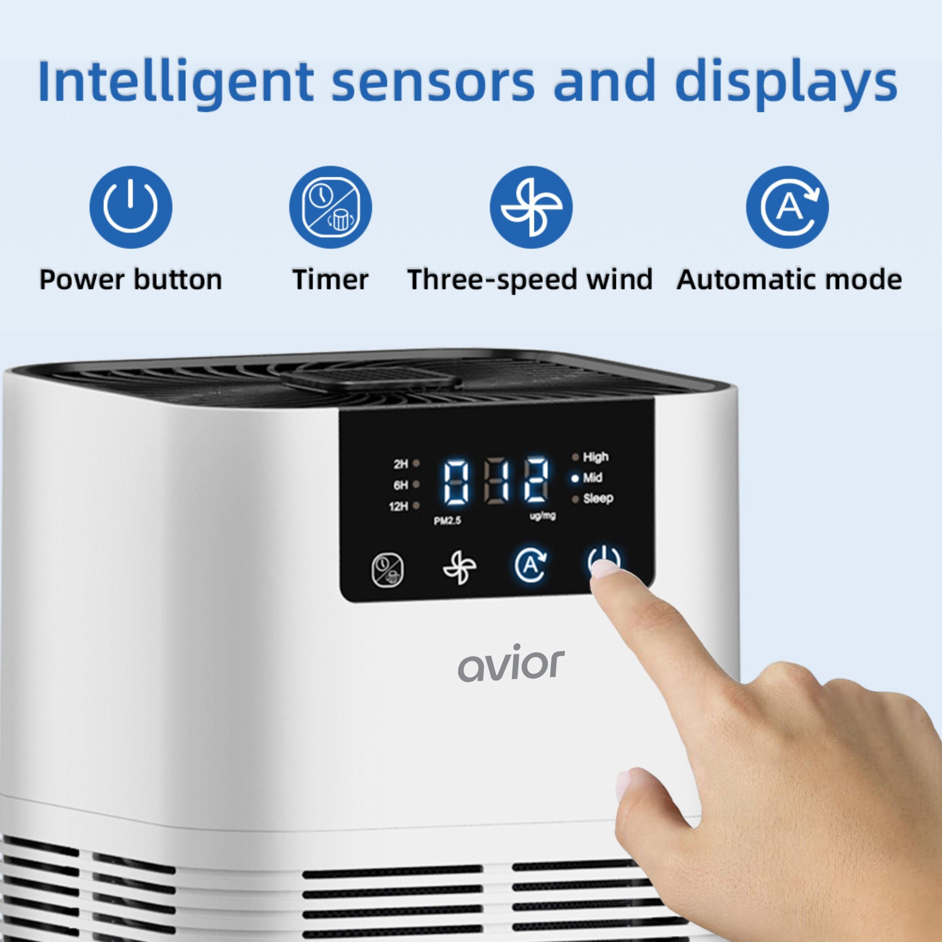 Avior Desktop Air Purifier with PM2.5 LED Indicator | Digital Display | Touch Panel | True H13 HEPA Filter | 3 Layer Filteration | 8000 Hours Filter Life