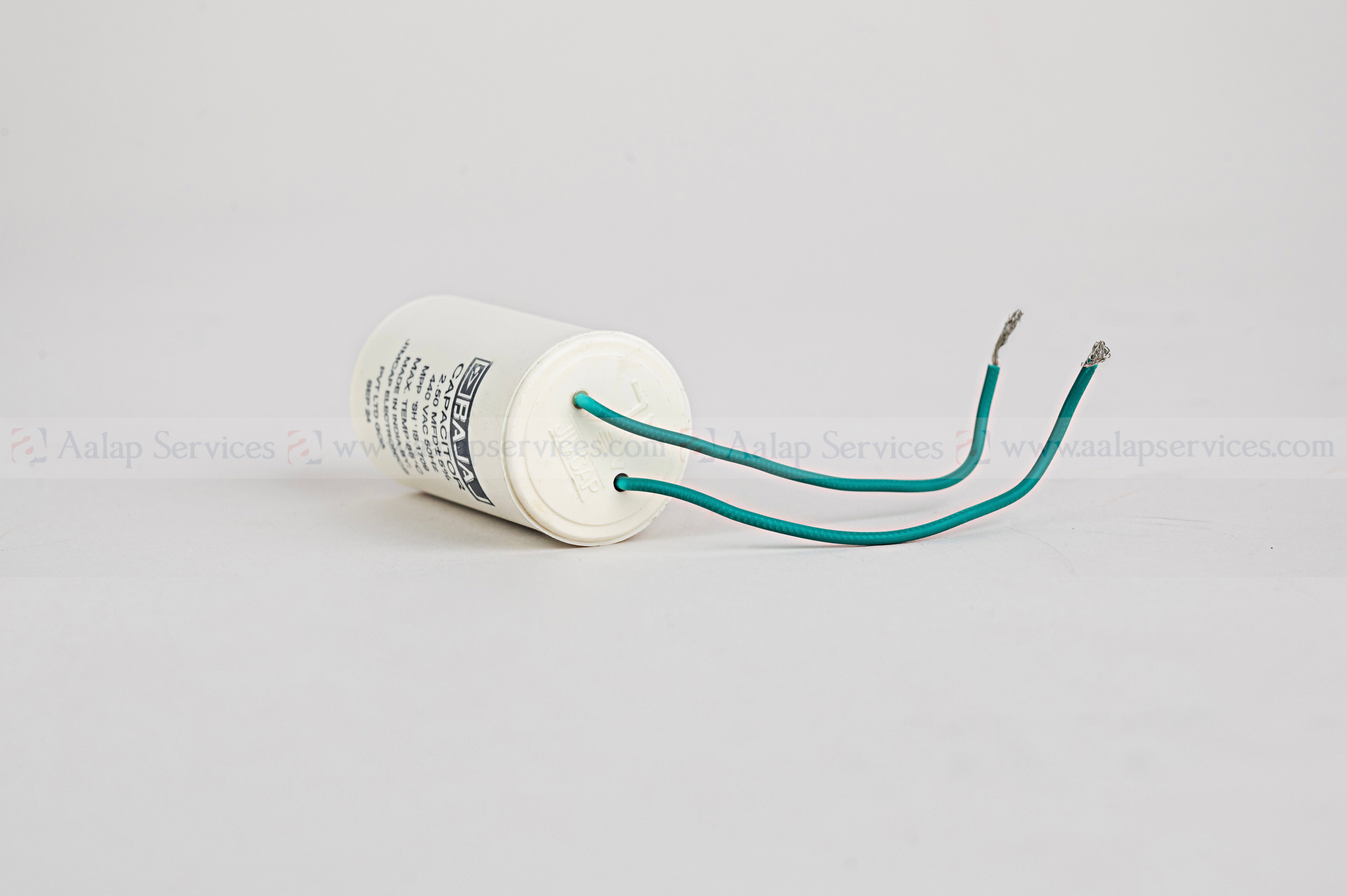 Bajaj Capacitor 2.5 MFD – Pack of 5 | 440V AC Motor Start Capacitor
