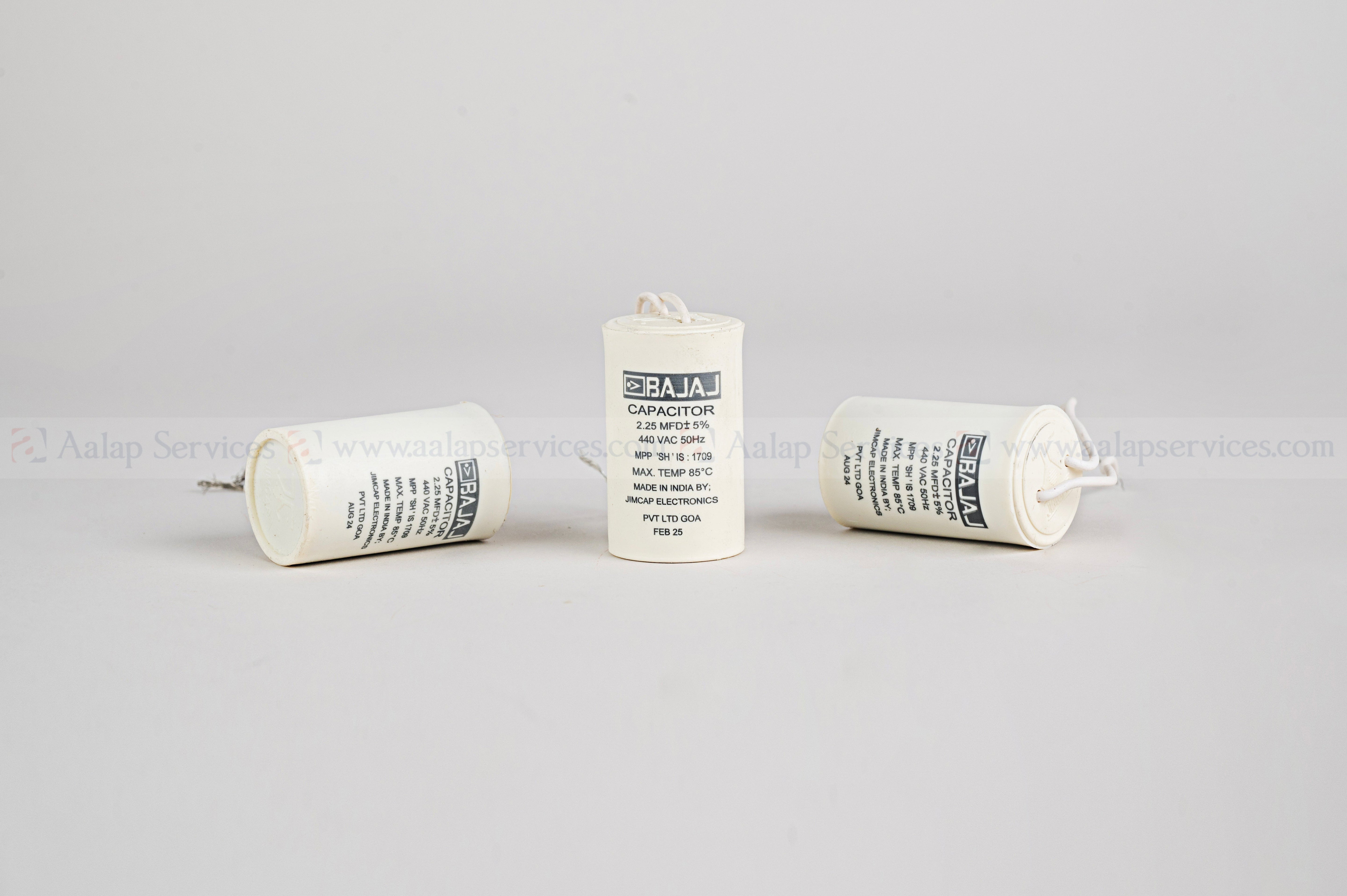 Bajaj Capacitor 2.25 MFD – 440V AC Motor Start Capacitor (Pack of 5)