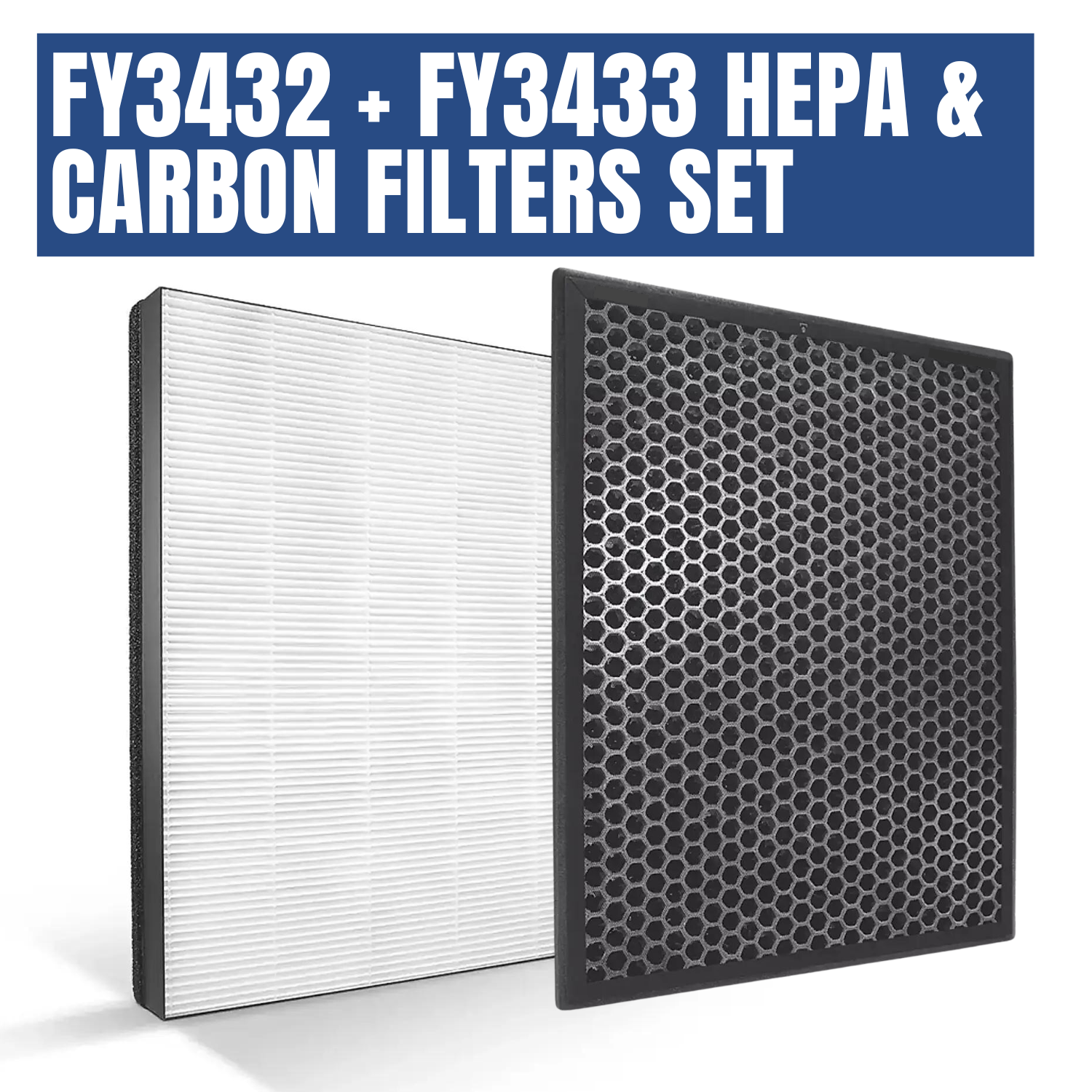 Philips Active Carbon Filter FY3432 + Philips NanoProtect HEPA Filter FY3433 for Air Purifier AC3256 AC3257 AC3259