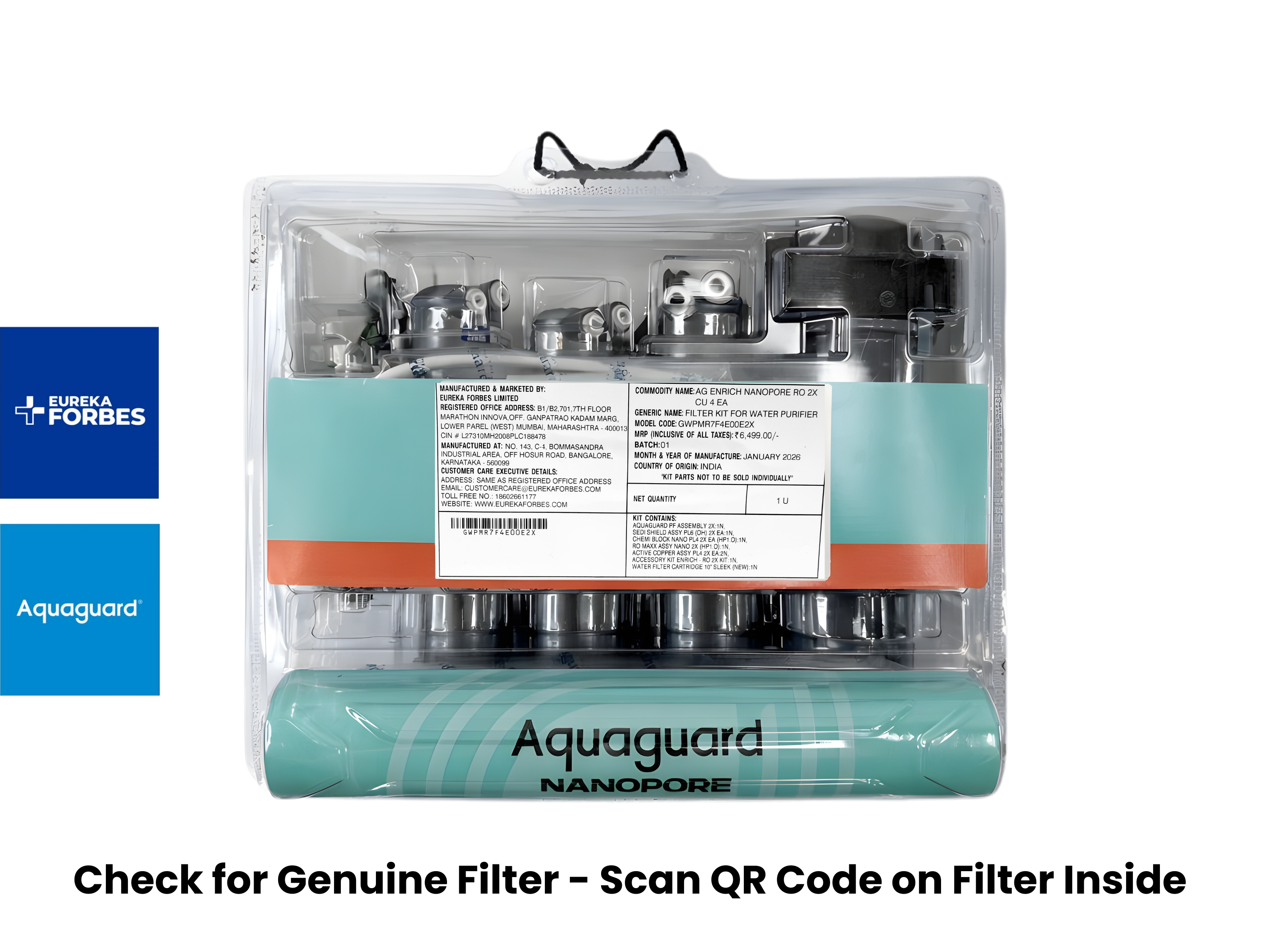 Eureka Forbes Aquaguard Enrich Nanopore RO 2X CU 4EA - 112 Compatible Models