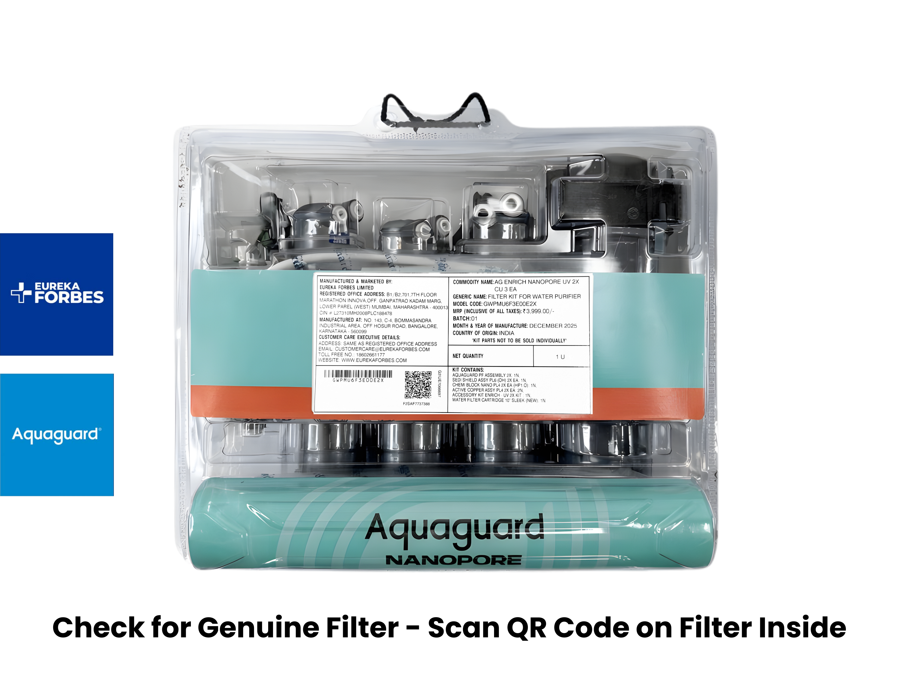Eureka Forbes Aquaguard Enrich Nanopore UV 2X CU 3EA - 33 Compatible Models