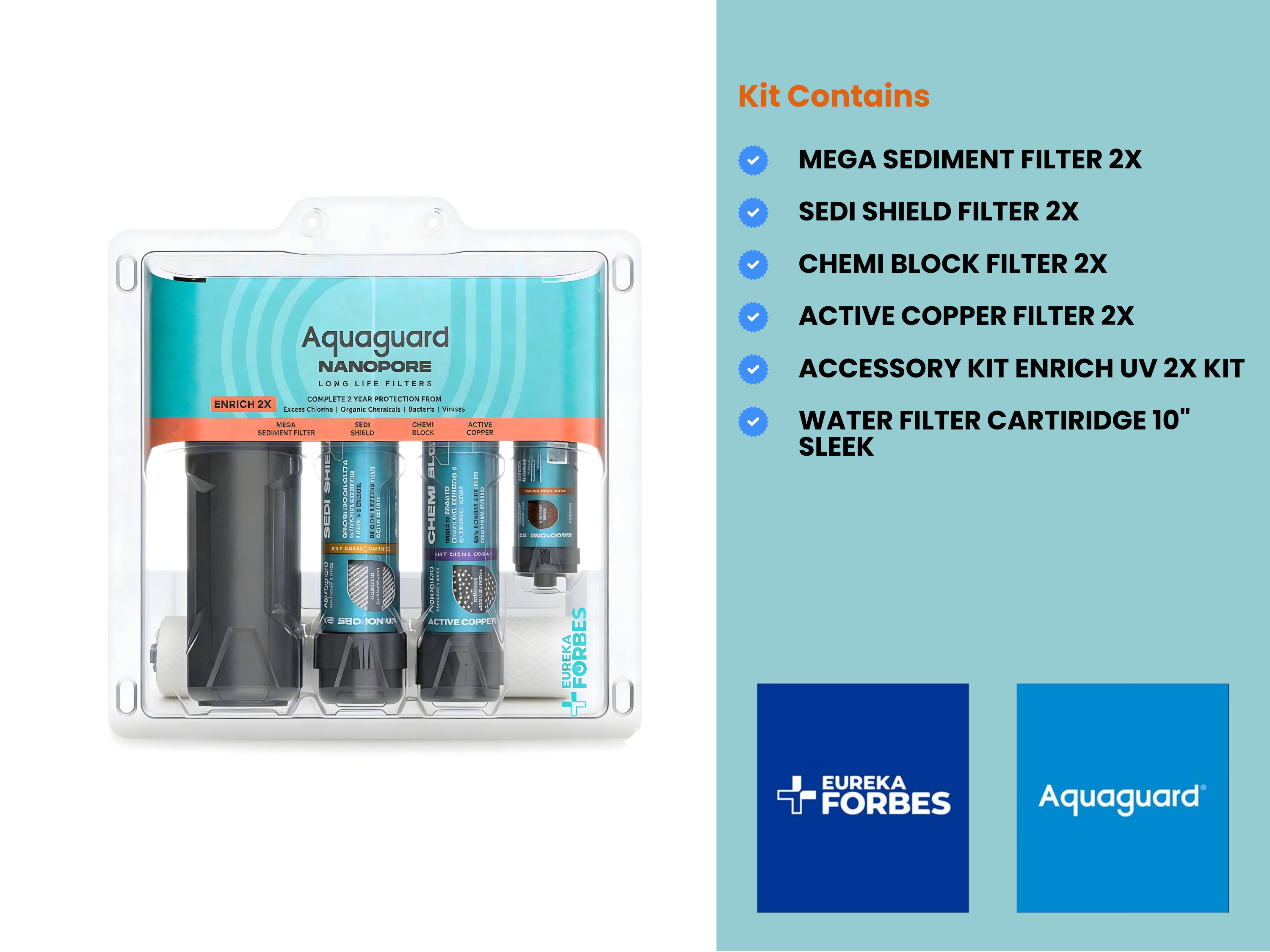 Eureka Forbes Aquaguard Enrich Nanopore UV 2X CU 3EA - 33 Compatible Models
