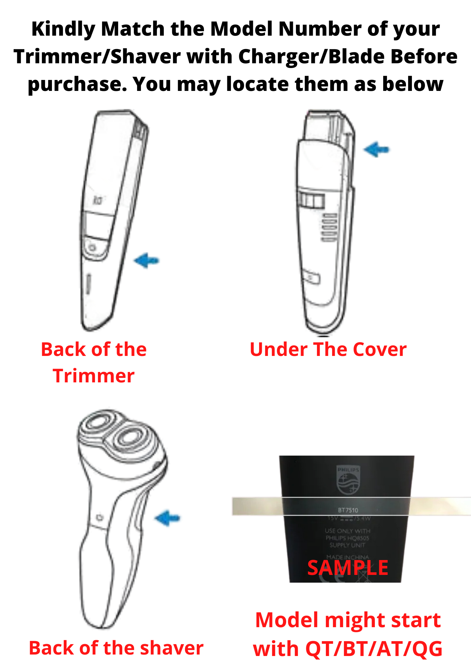 Philips Beard Trimmer Attachment Comb for BT3103 BT3101 BT3201 BT3202 BT3203 BT3205 BT3211 BT3215 BT3221